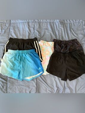 Girls Size L Assorted Athletic Shorts Bundle - Blue Ombre + Black + Printe